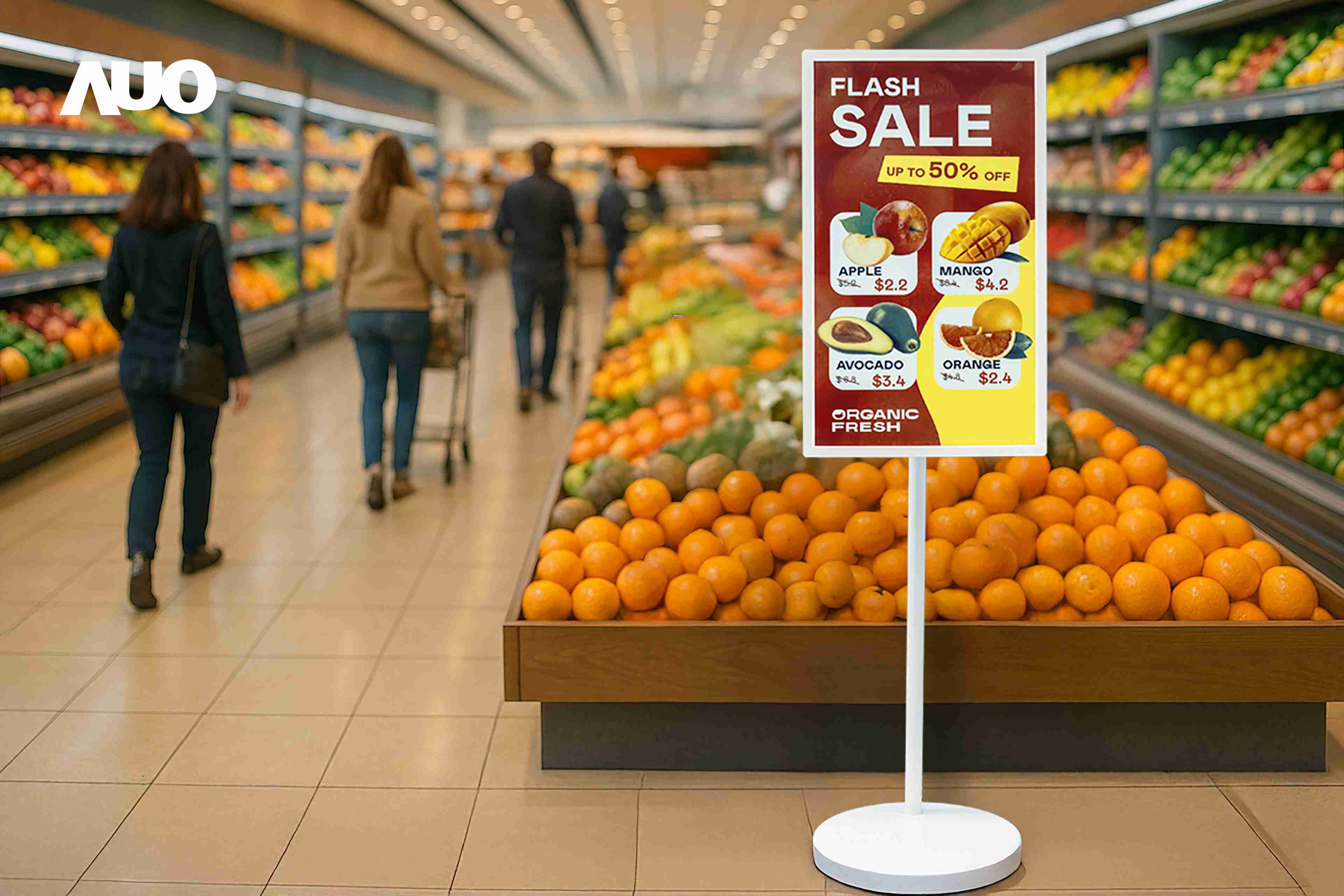 达擎首亮相低功耗、、、全彩的〝aecoPost电子纸解决方案〞，，，仅在更新画面时需要微量的电力驱动，，无需布建电线的便捷设计，，使其可灵活应用、、、随意置放，，并可透过云端或行动装置app，，，轻松管理及排程广告内容，，，晋升店头营销利器。。